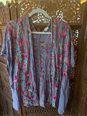Umgee Purple Multi Embroidered Boho Kimono